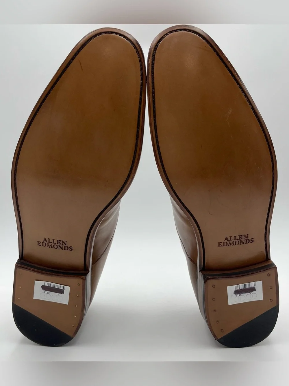 ALLEN EDMONDS SZ 14D Brady Walnut Leather Cap Toe Oxfords Shoes MSRP $450